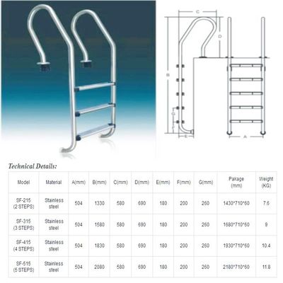 مراحل نردبان استخر زیرزمینی SS304
