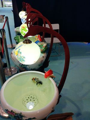 کاسه ماهی سرامیکی 520 میلی متری Peony Pattern with Lamp