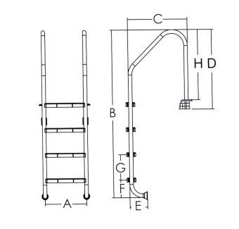 نردبان استخر استیل 1.0mm