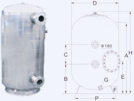 فیلترهای شن و ماسه استخر تجاری 15m3 / H 800mm