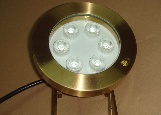 چراغ های استخر زیر آبی DMX512 Brass 2700K 6W RGB Led