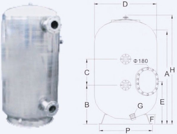 فیلترهای شن و ماسه استخر تجاری 15m3 / H 800mm